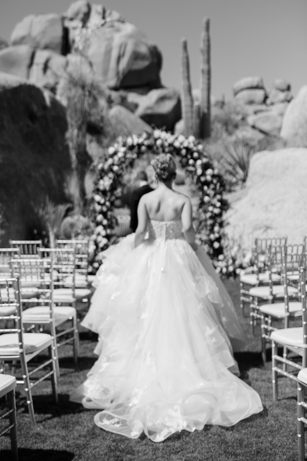 Editorial ceremony portrait at a desert venue